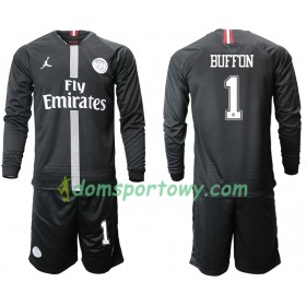 Koszulka Paris Saint-Germain BUFFON 1 Jodan Czarny Dziecięcy Trzeci Koszulki Piłkarskie 2018-2019 Długi Rękaw